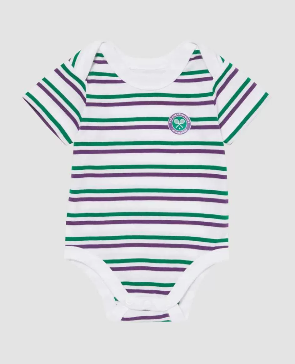 Wimbledon Babygrow - Green & Purple Stripes