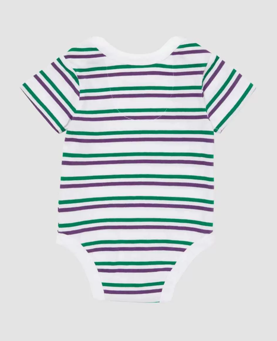 Wimbledon Babygrow - Green & Purple Stripes