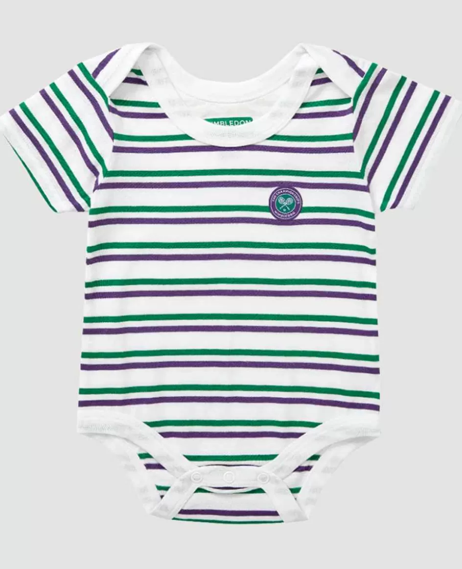 Wimbledon Babygrow - Green And Purple Stripes
