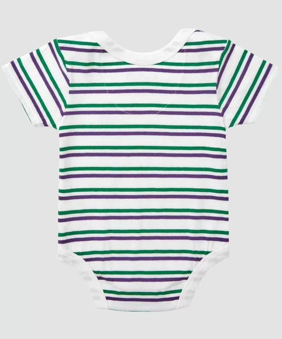Wimbledon Babygrow - Green And Purple Stripes