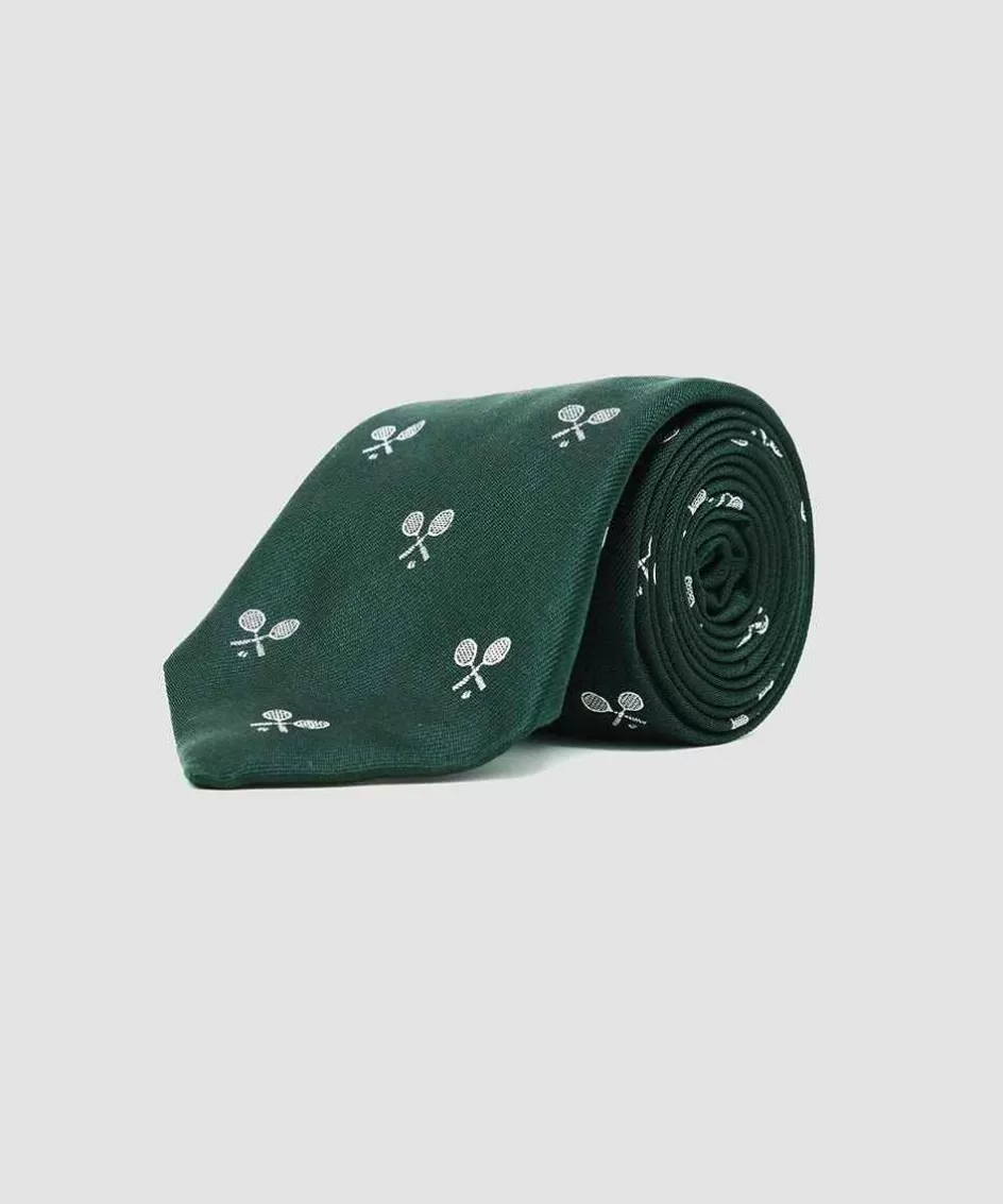 Wimbledon Cross Racket Tie - Green