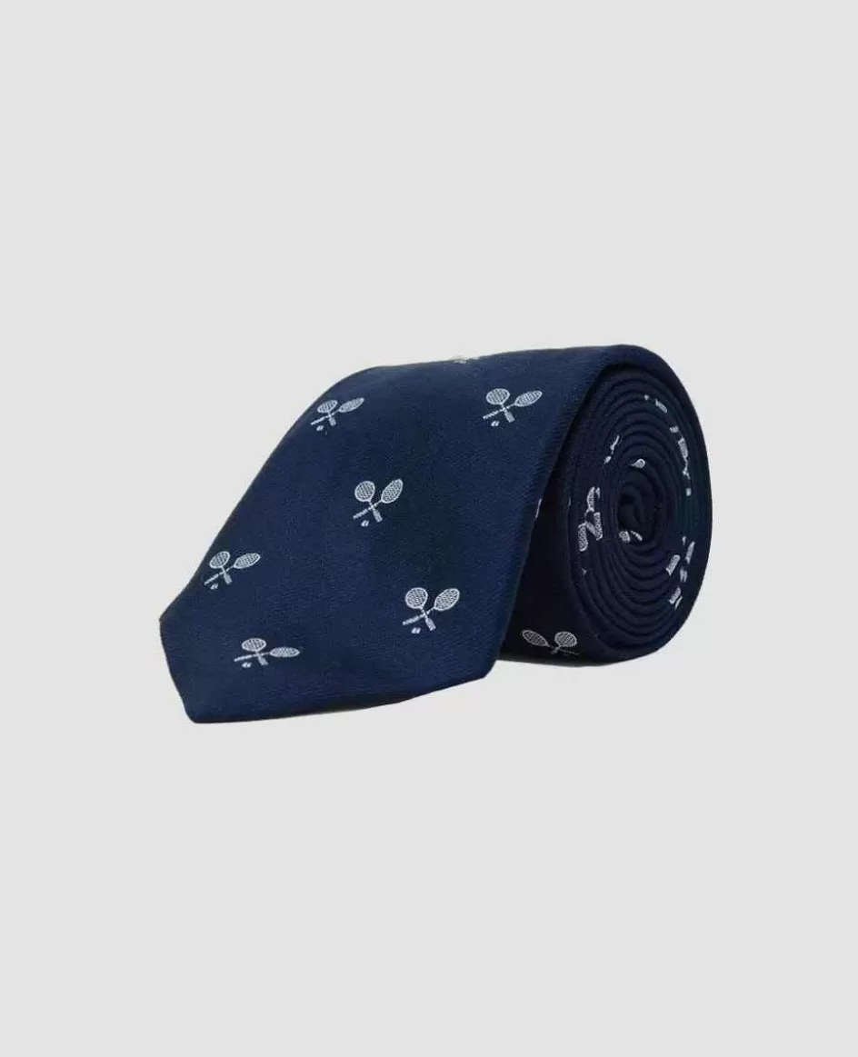 Wimbledon Cross Racket Tie - Navy