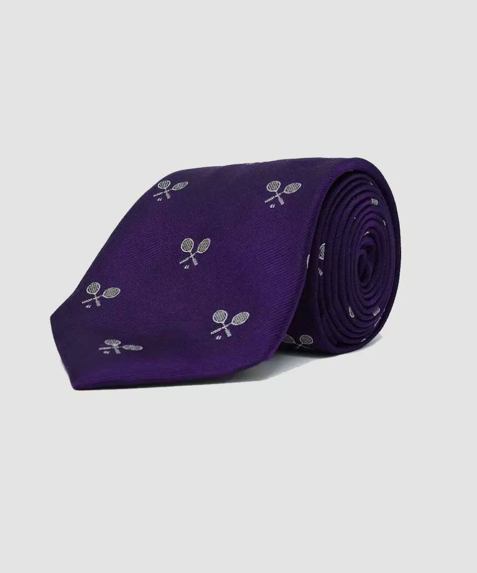 Wimbledon Cross Racket Tie - Purple