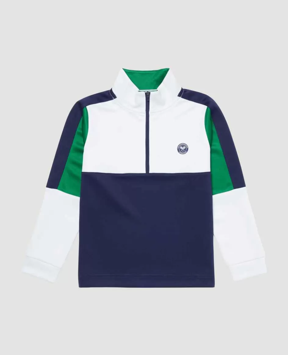Wimbledon Kids 1/4 Zip Long Sleeve Top - Multi