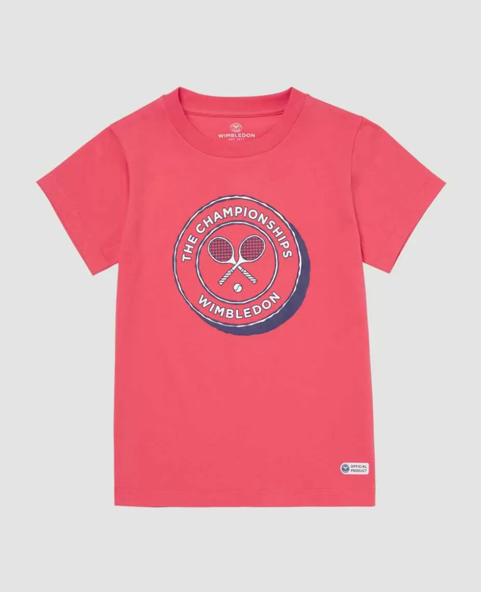 Wimbledon Kids Drawn Logo T-Shirt - Red