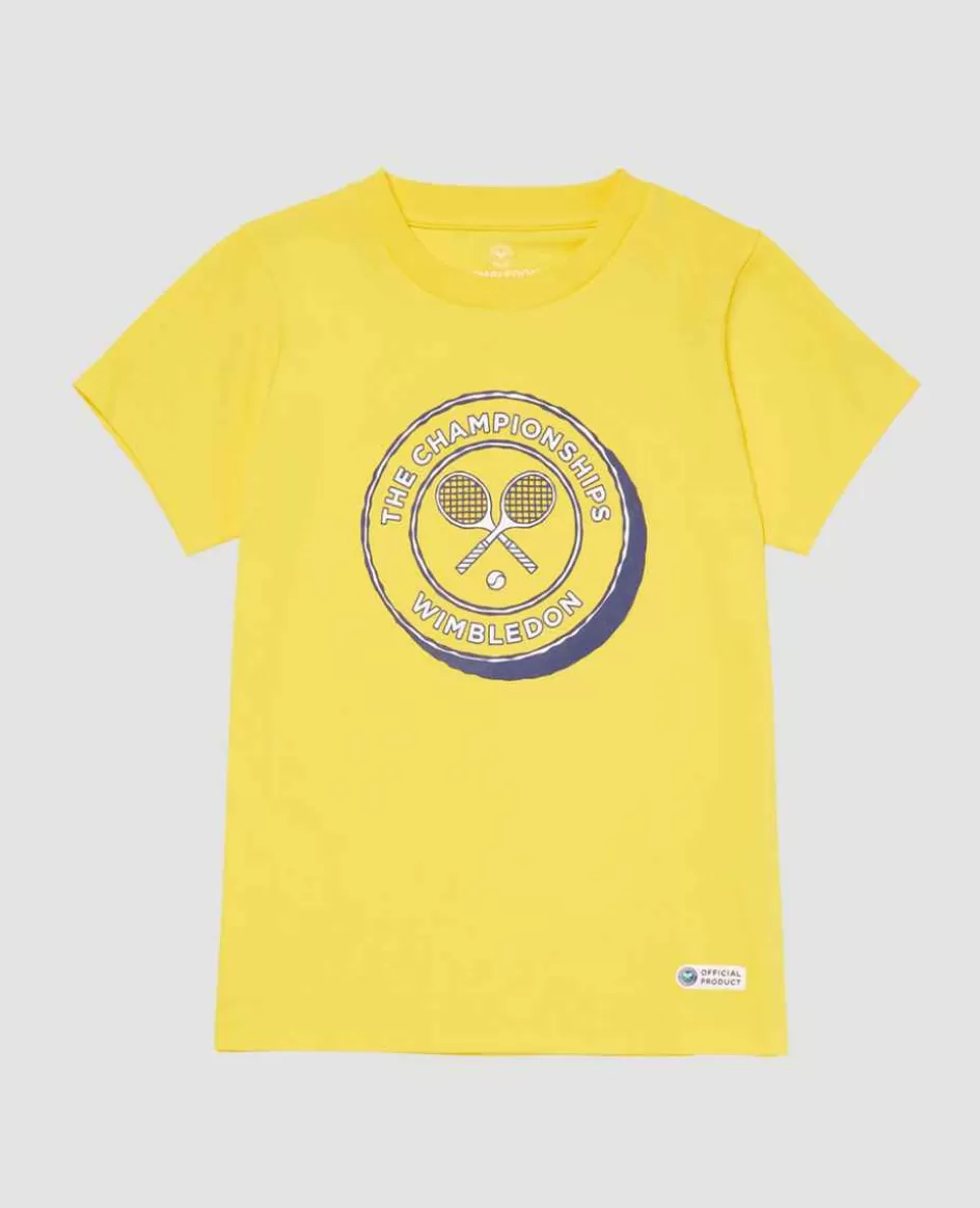 Wimbledon Kids Drawn Logo T-Shirt - Yellow