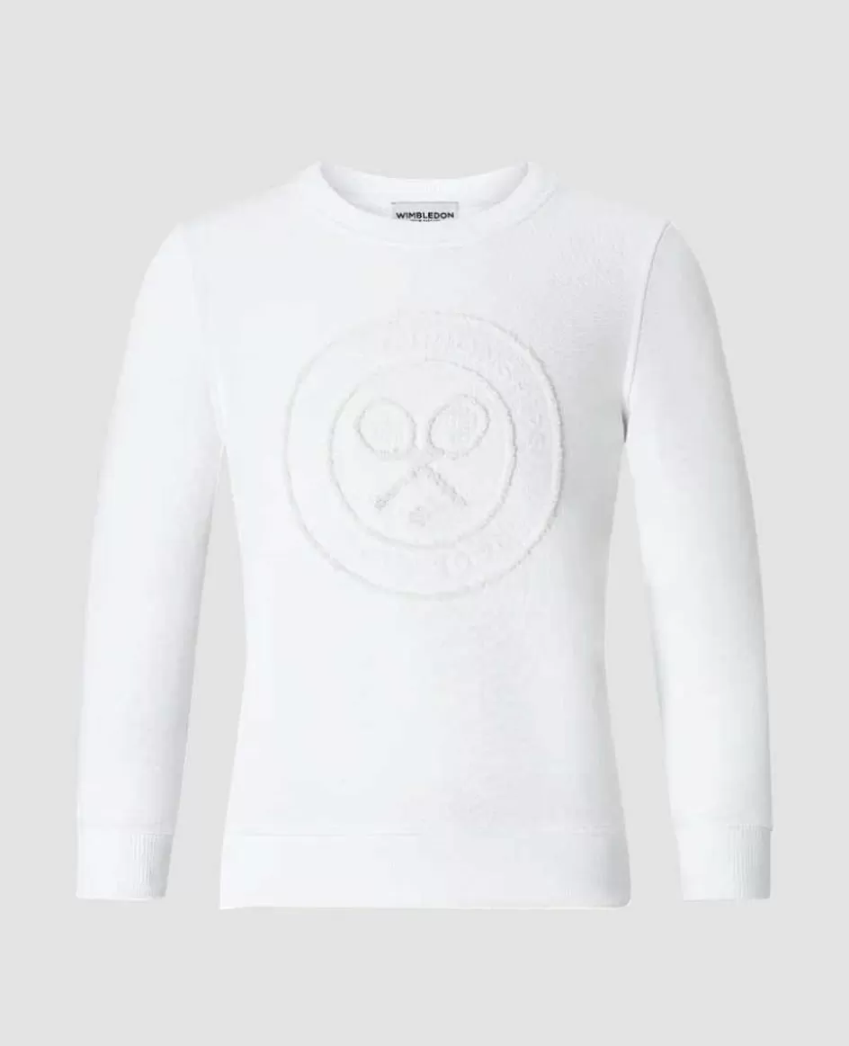 Wimbledon Kids Flocked Logo Sweatshirt - White