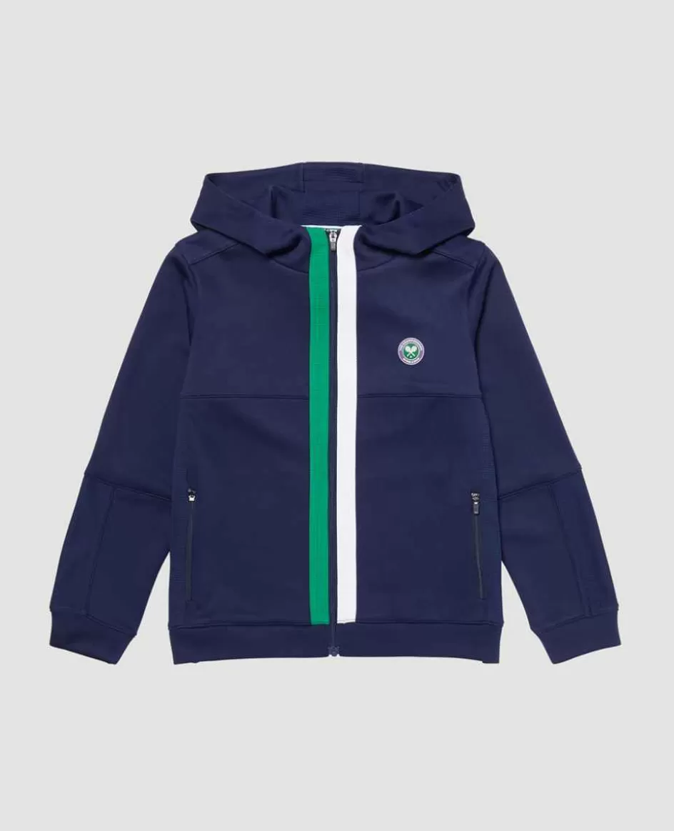 Wimbledon Kids Performance Hooded Top - Navy