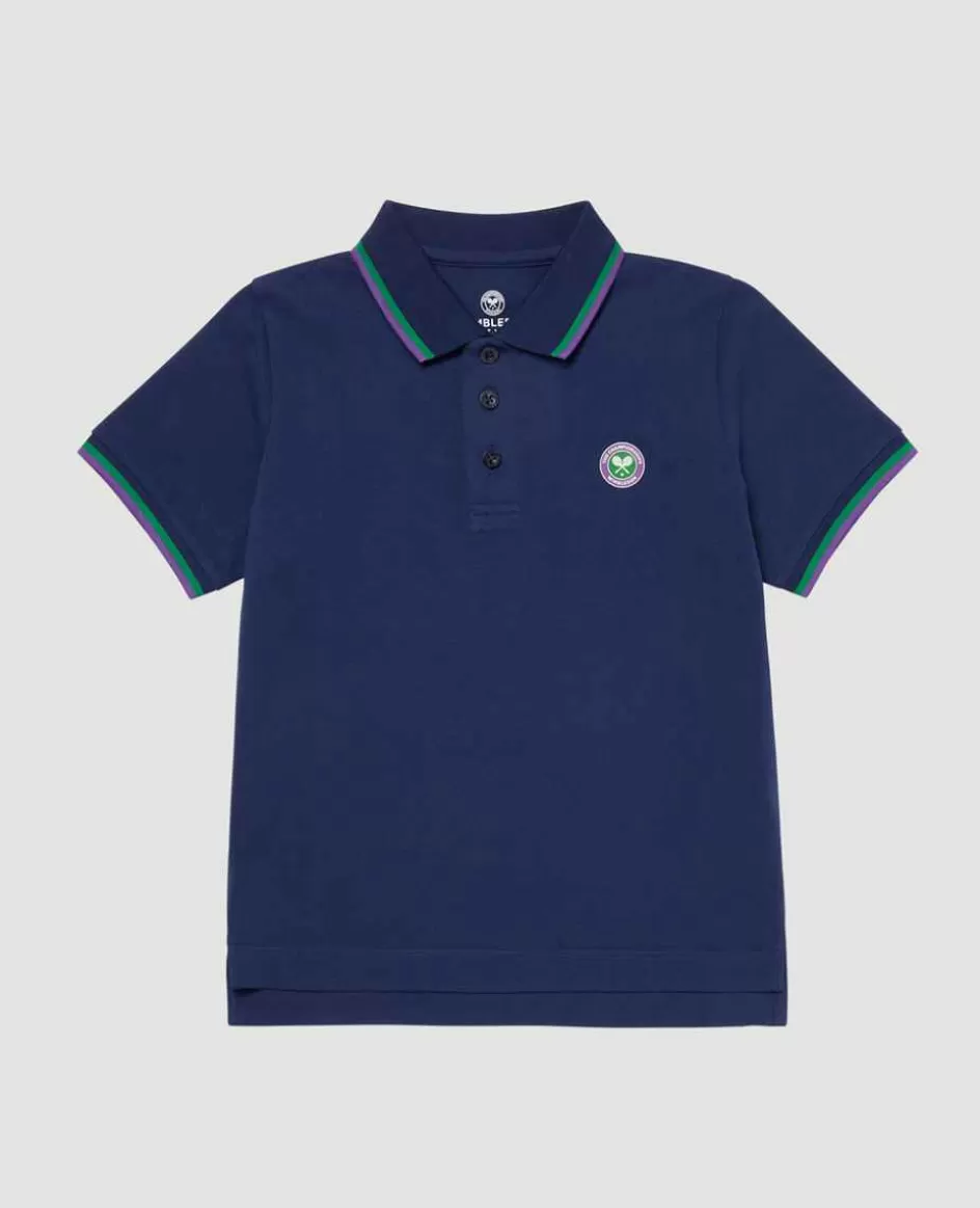 Wimbledon Kids Pique Polo - Navy