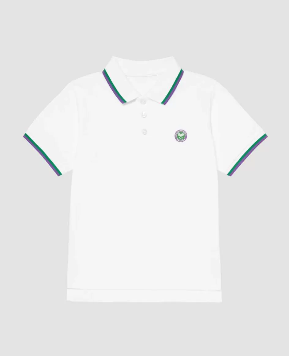 Wimbledon Kids Pique Polo - White