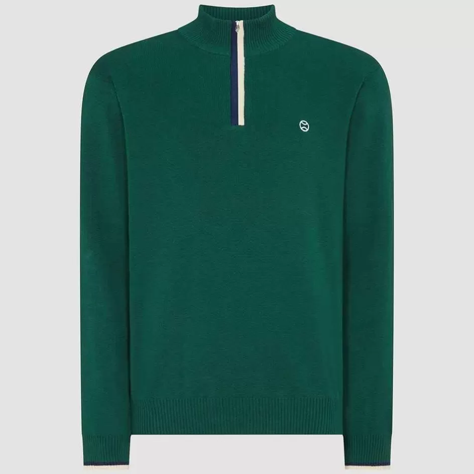 Wimbledon Mens 1/4 Zip Knit - Green