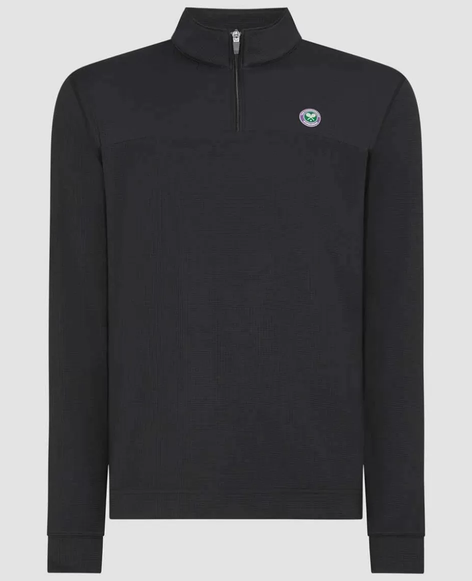 Wimbledon Mens 1/4 Zip Longsleeve Top - Black