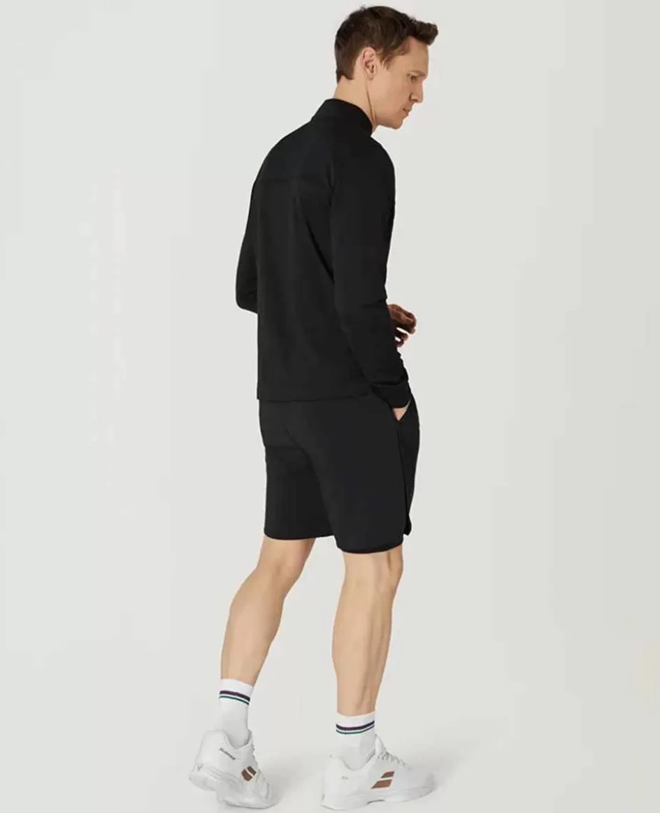 Wimbledon Mens 1/4 Zip Longsleeve Top - Black