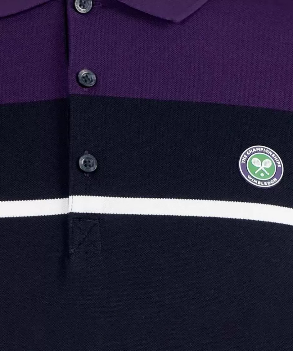 Wimbledon Men's Block Stripe Polo - Midnight