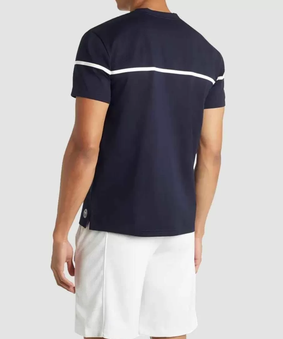 Wimbledon Men's Chest Stripe 'W' Print T-Shirt - Midnight