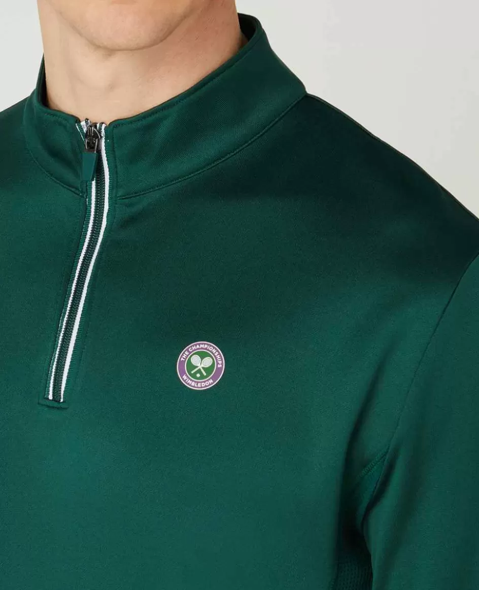 Wimbledon Mens Core Performance 1/4 Zip Training Top - Green