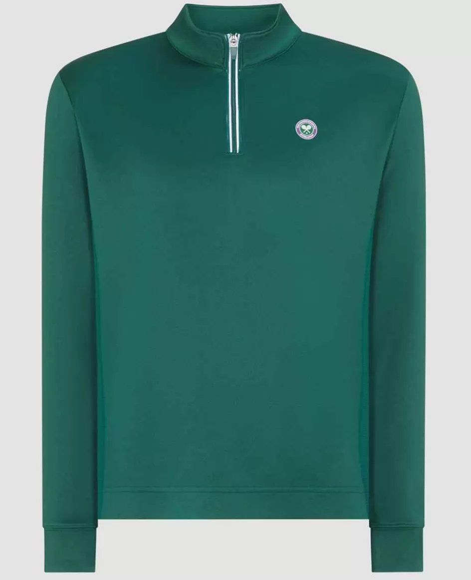 Wimbledon Mens Core Performance 1/4 Zip Training Top - Green