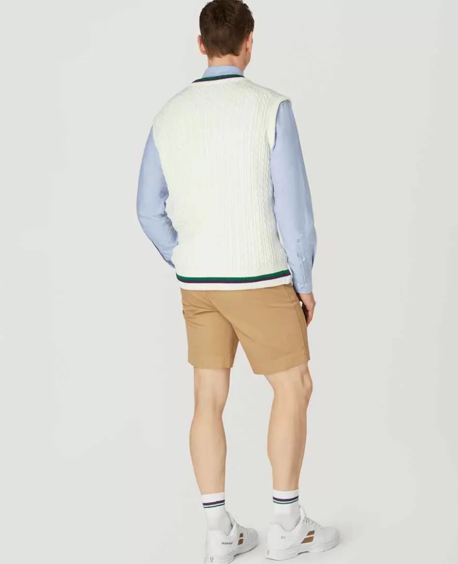 Wimbledon Mens Core Sleeveless Cable Knit - White