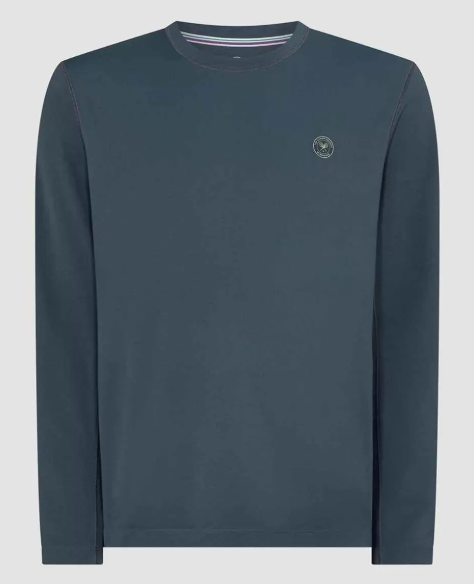 Wimbledon Mens Long Sleeve Performance T-Shirt - Steel