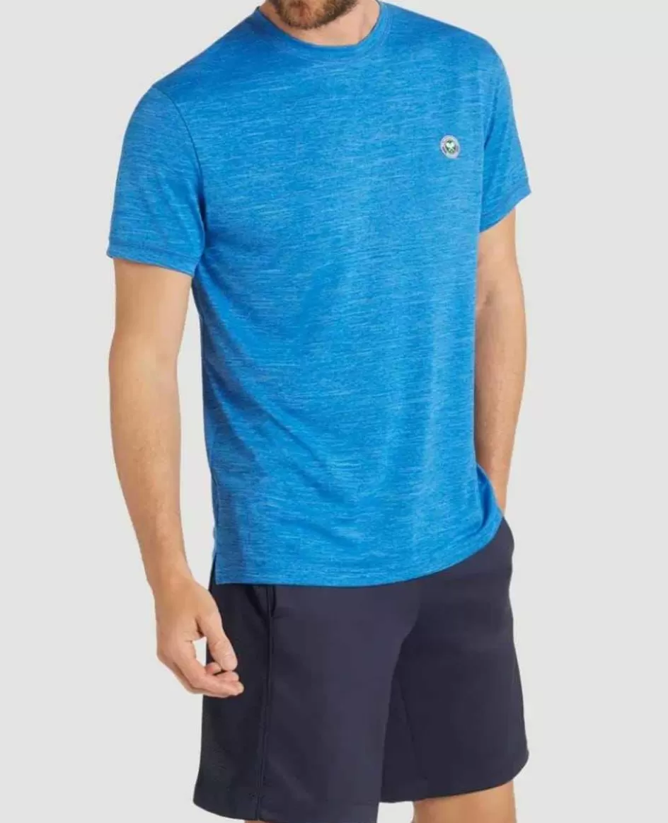 Wimbledon Men's Performance Marl Crew Neck T-Shirt - Blue