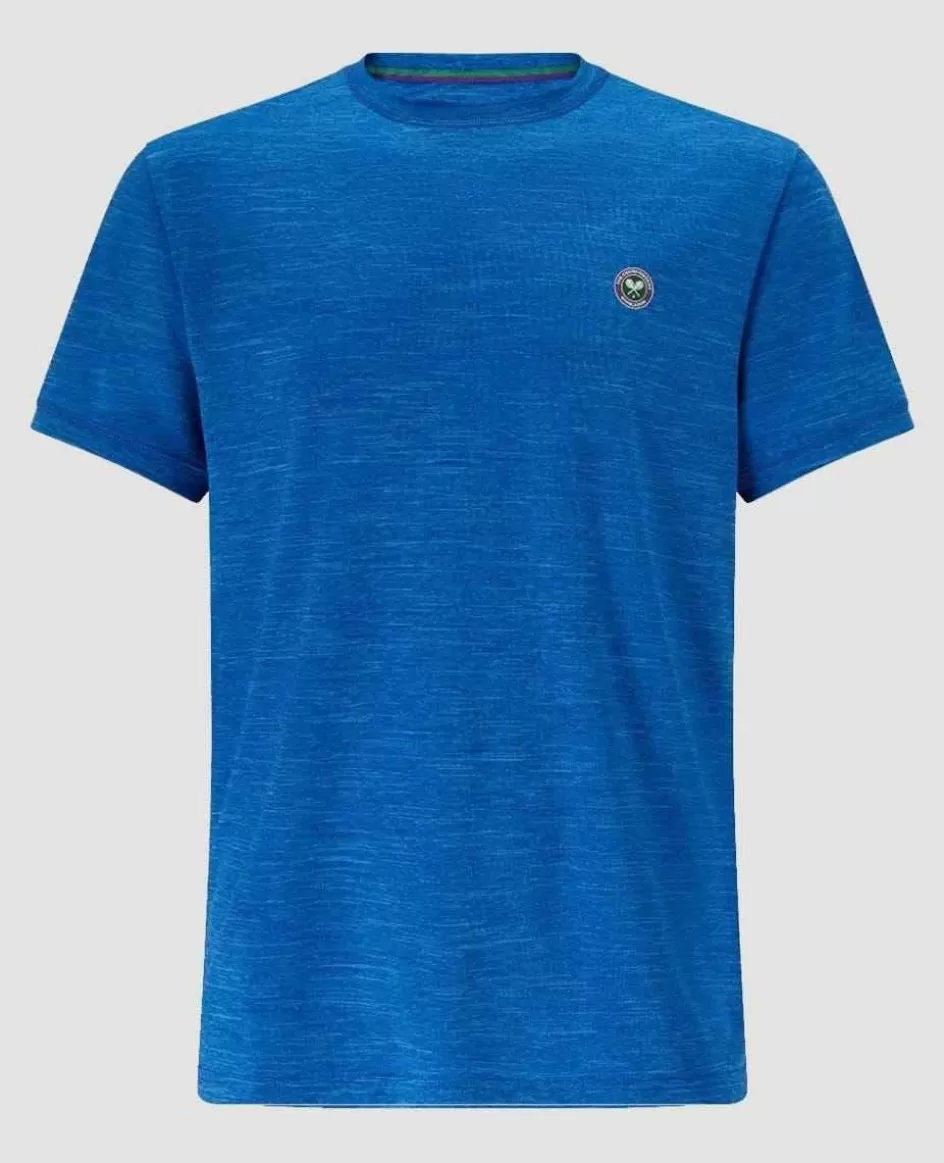 Wimbledon Men's Performance Marl Crew Neck T-Shirt - Blue
