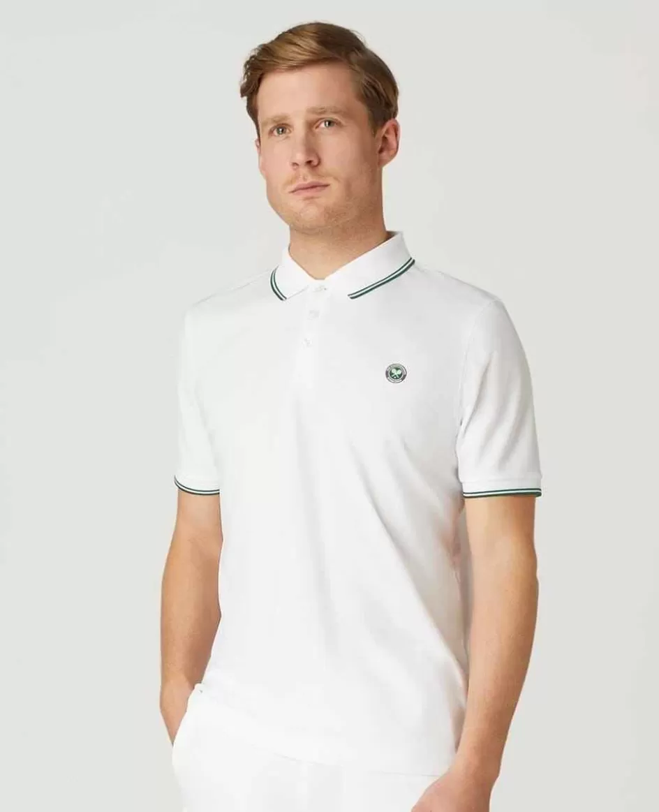 Wimbledon Mens Square Performance Polo - White