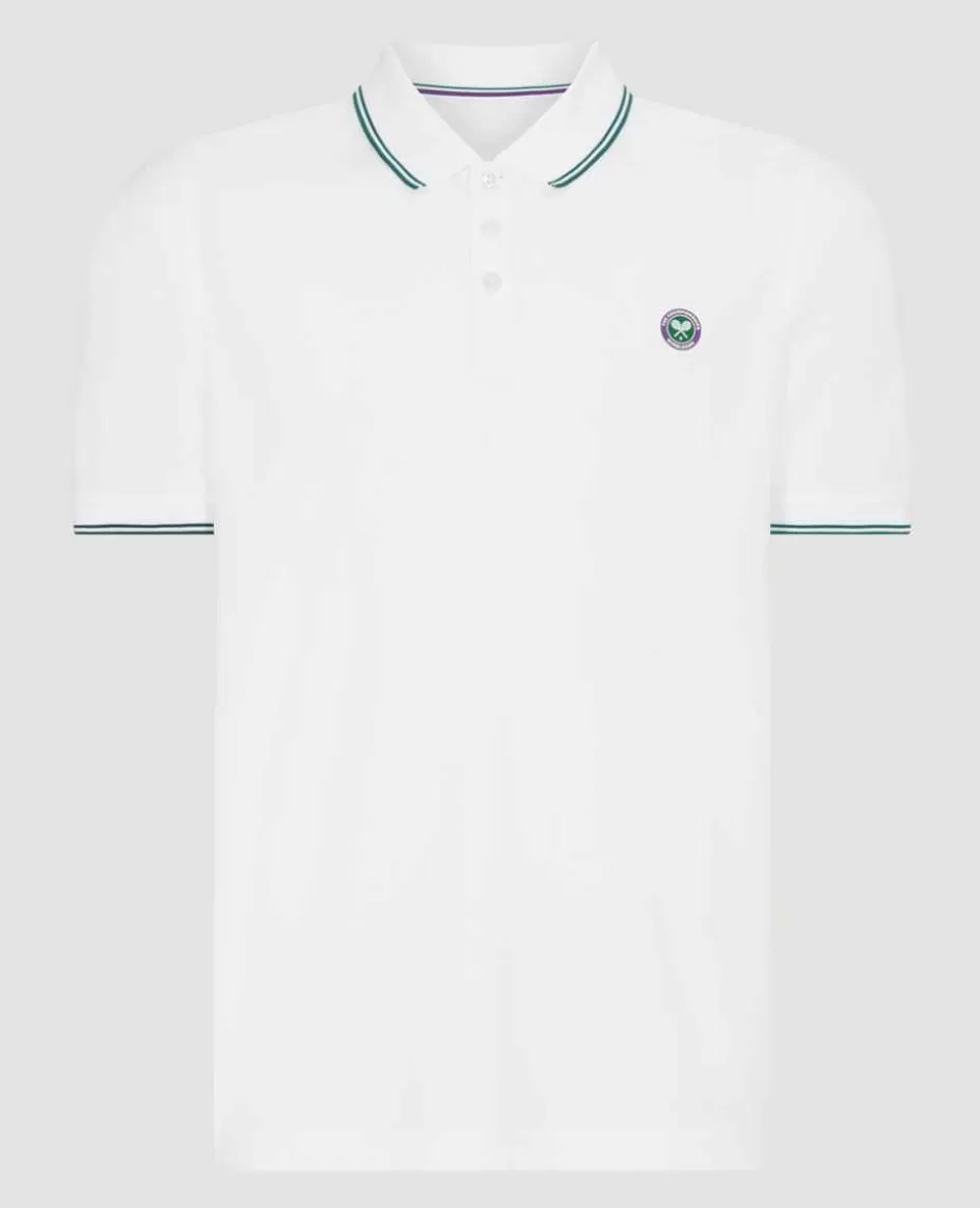 Wimbledon Mens Square Performance Polo - White