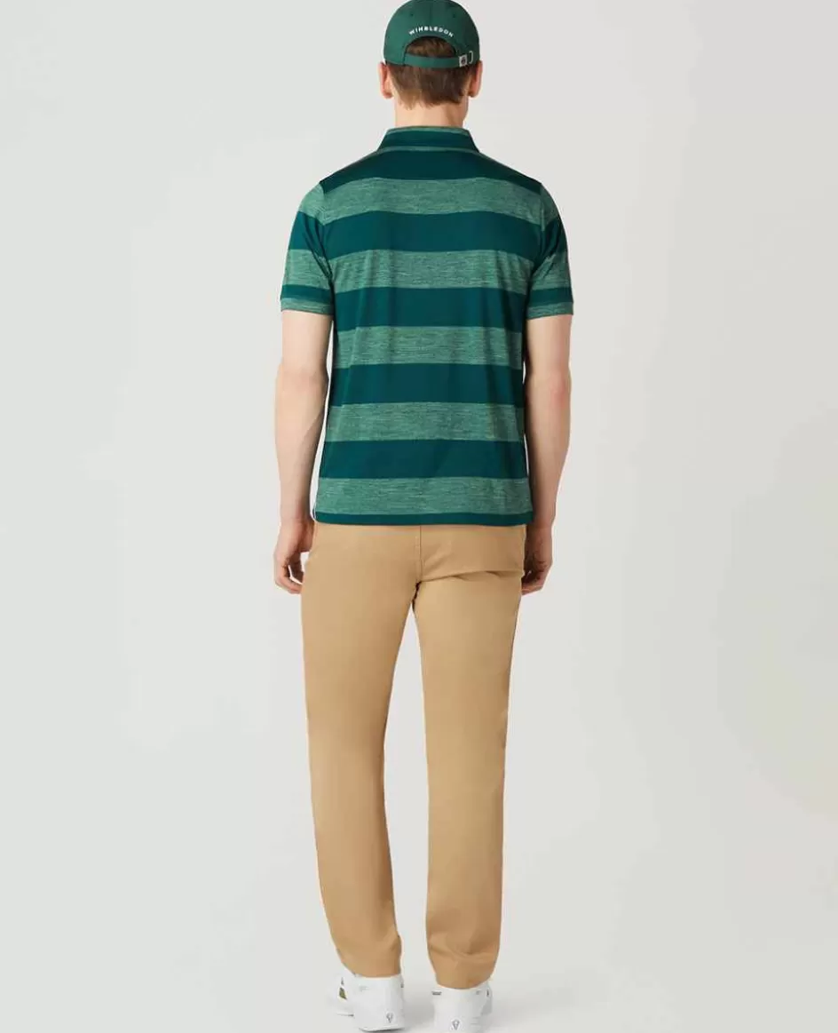 Wimbledon Mens Striped Polo Green & Lime