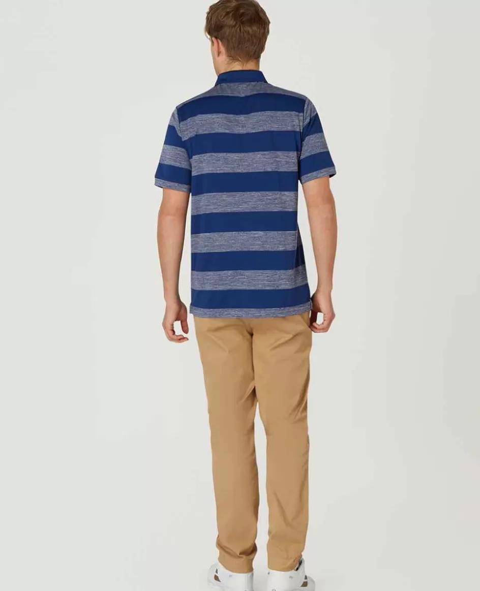 Wimbledon Mens Striped Polo Navy & White