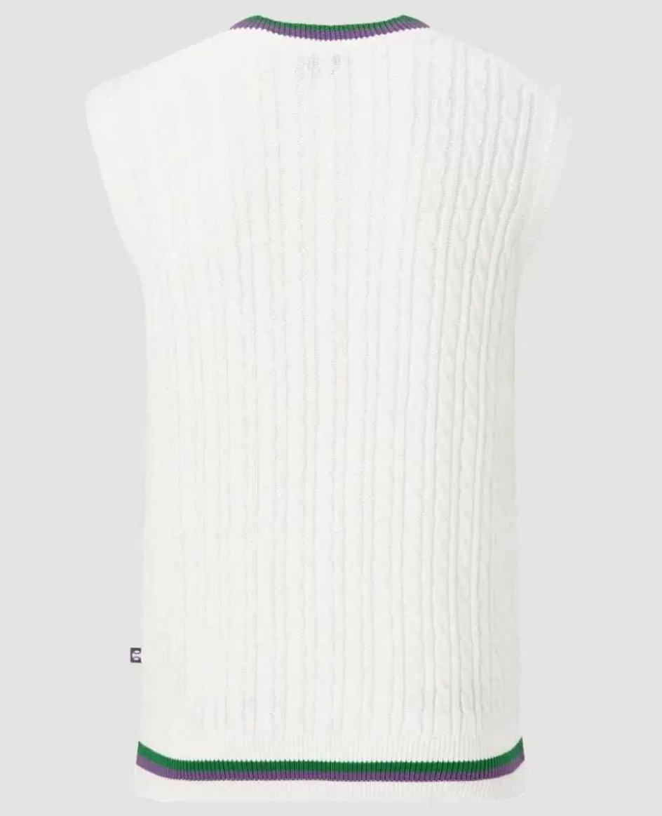 Wimbledon Men's Tank Cable Knit - White
