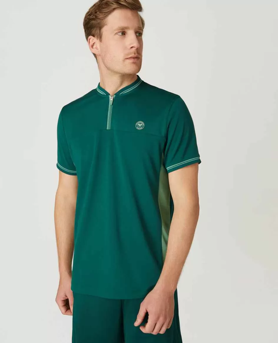 Wimbledon Mens Zip Neck Polo - Green