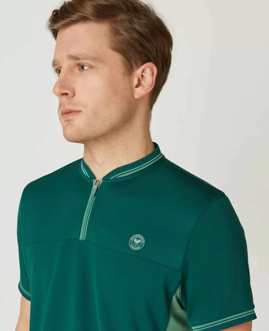 Wimbledon Mens Zip Neck Polo - Green
