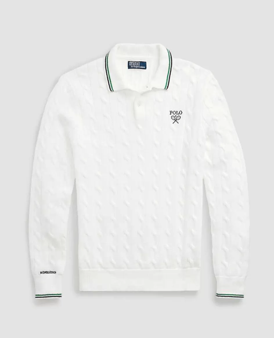 Ralph Lauren Polo Men's Cotton Polo-Collar Sweater - White