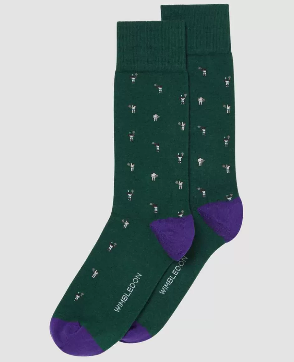 Wimbledon Socks Player- Green & Purple