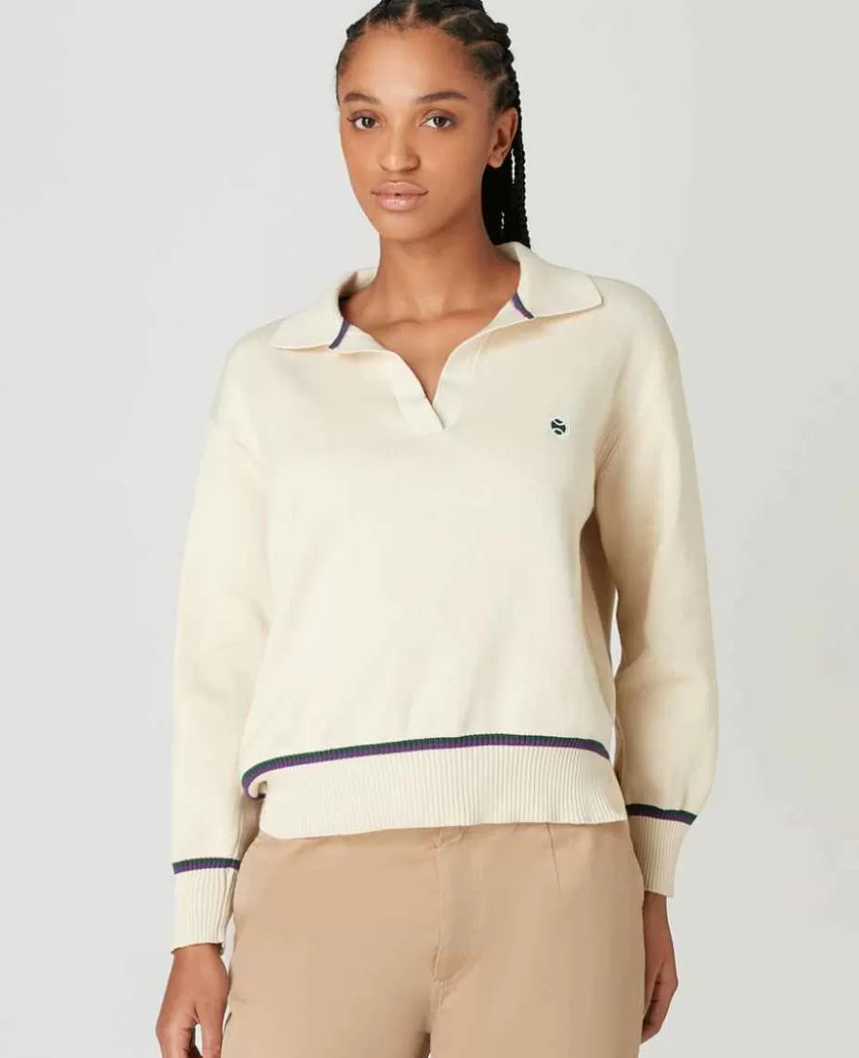 Wimbledon Womens Collared Open Neck Sweater