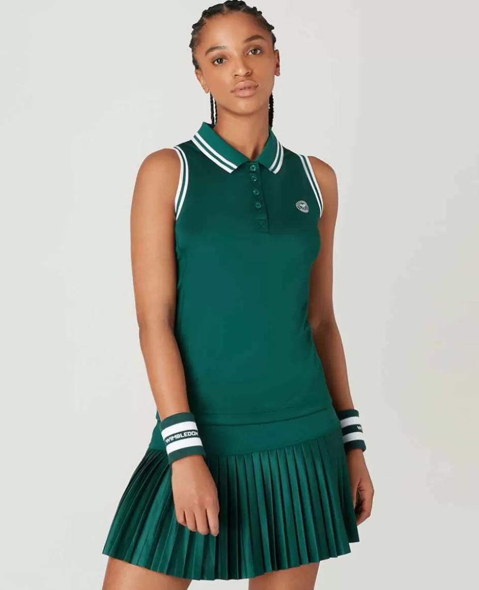 Wimbledon Womens Core Performance Sleeveless Polo - Green