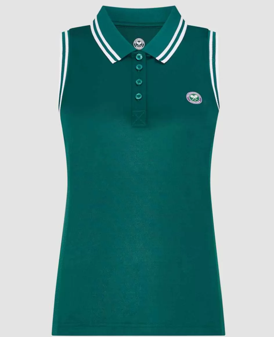 Wimbledon Womens Core Performance Sleeveless Polo - Green