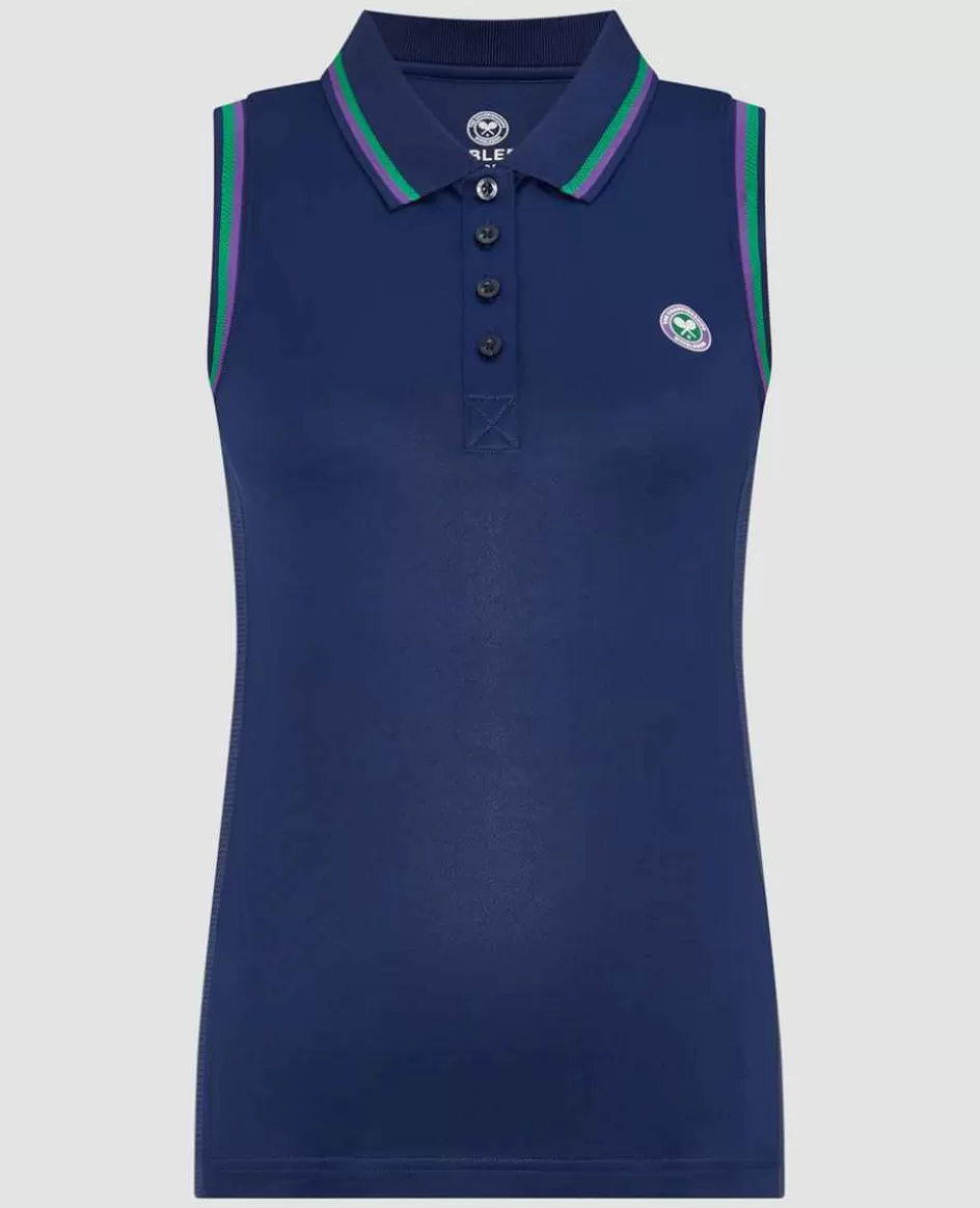 Wimbledon Womens Core Performance Sleeveless Polo - Navy